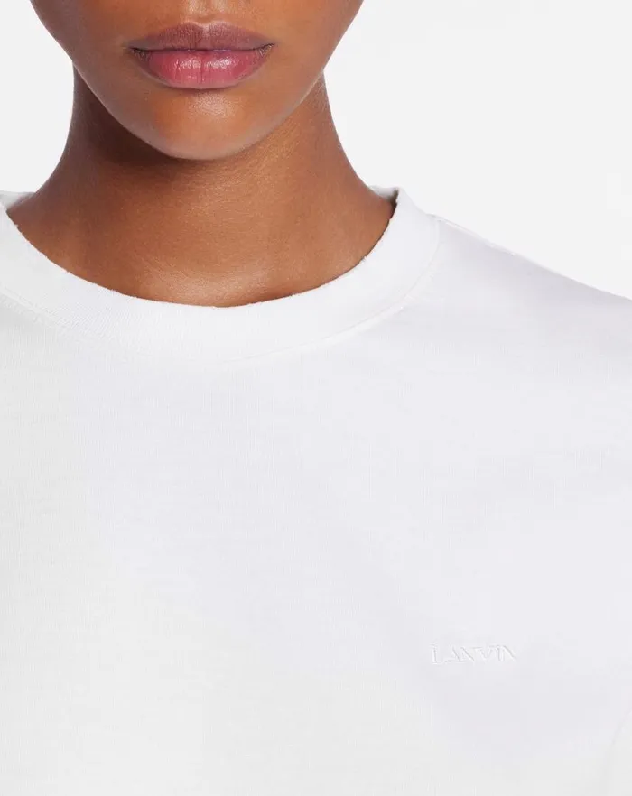 Women Lanvin TShirts and Sweatshirts Lanvin X Future Cropped Printed Tshirt White Mustang