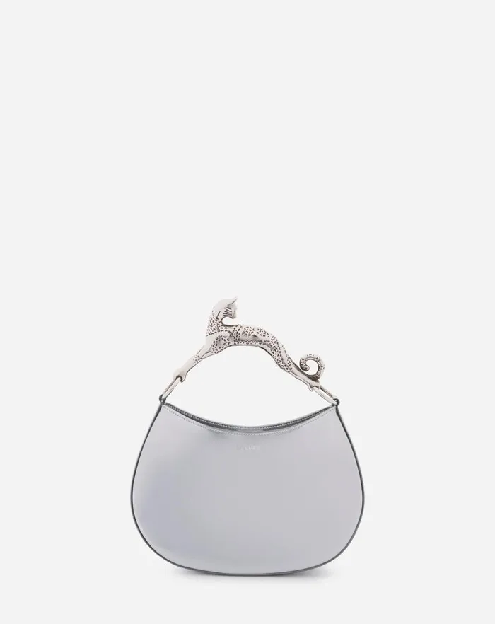 Women Lanvin Tote Bags and Top Handle Bags Hobo Cat Bag In Metallic Leather Silver