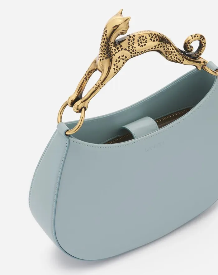 Women Lanvin Tote Bags and Top Handle Bags Hobo Cat Leather Bag Ice Blue