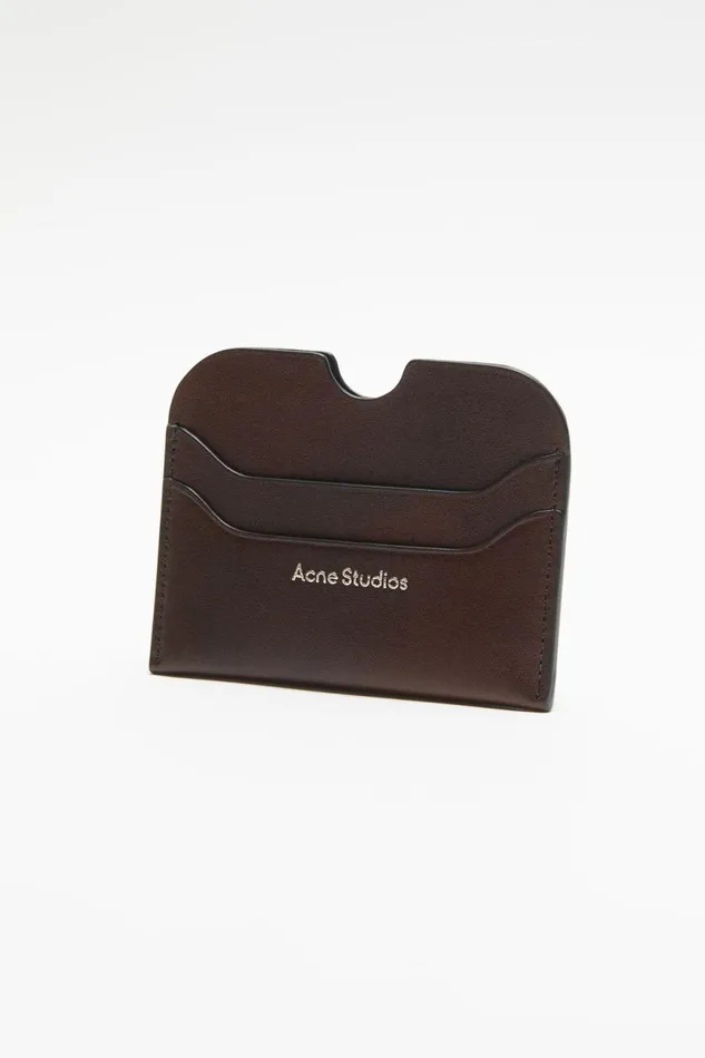 Women Leather Card Holder Dark Brown Acne Studios Small Leather Goods