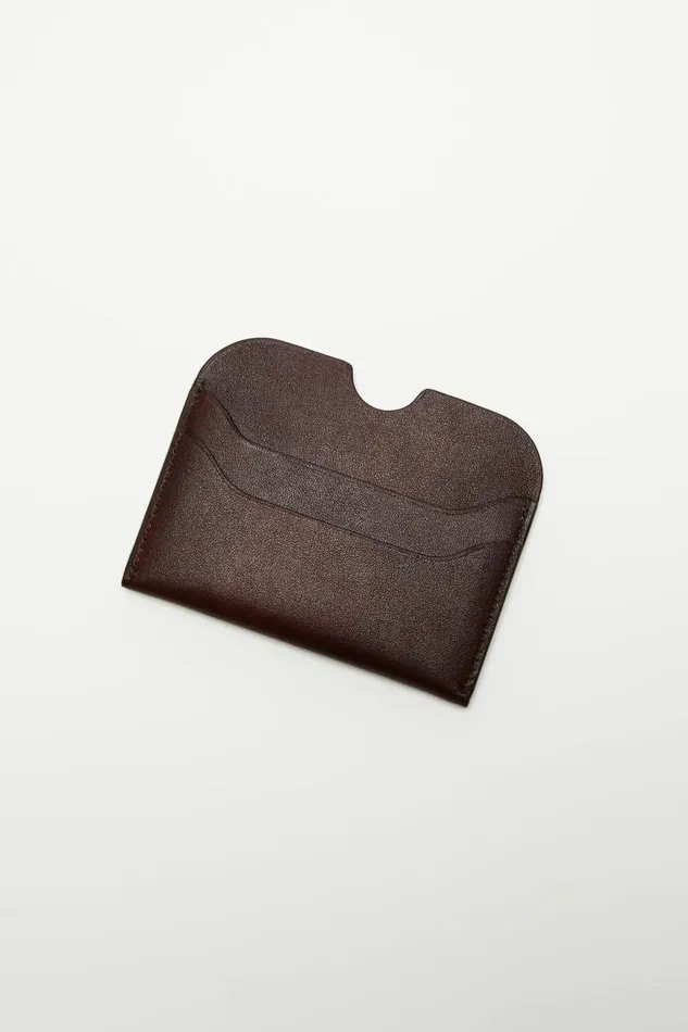 Women Leather Card Holder Dark Brown Acne Studios Small Leather Goods