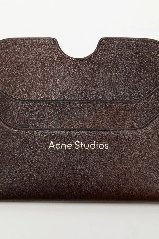 Women Leather Card Holder Dark Brown Acne Studios Small Leather Goods