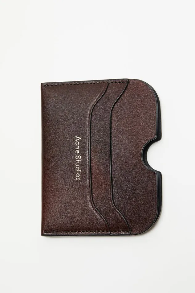 Women Leather Card Holder Dark Brown Acne Studios Small Leather Goods
