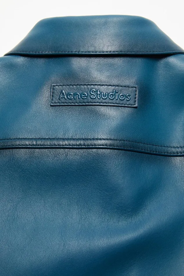 Women Leather Jacket Blue Acne Studios Outerwear