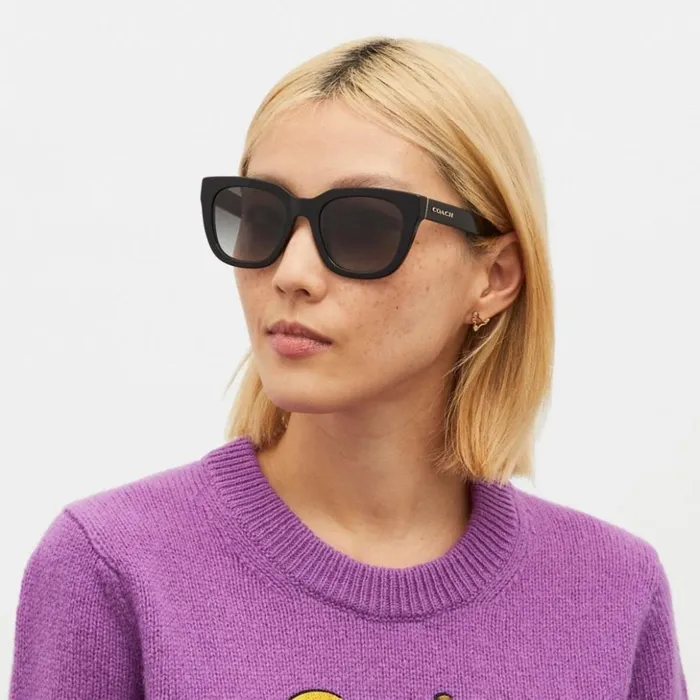Women Legacy Stripe Square Sunglasses Black Coach Eyewear