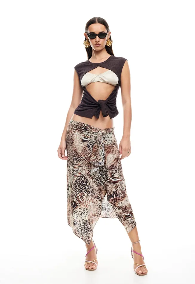Women Lioness Fashion Cover Ups MOSS TIE TOP Brown