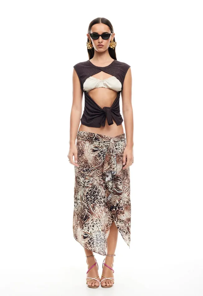 Women Lioness Fashion Cover Ups MOSS TIE TOP Brown Women Lioness Fashion Cover Ups MOSS TIE TOP Brown