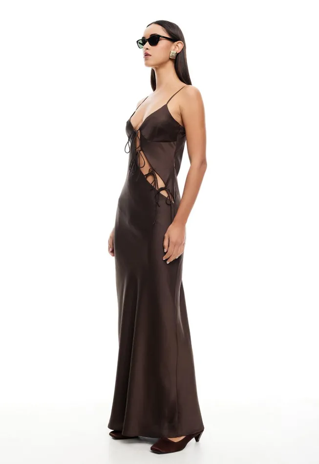 Women Lioness Fashion Dresses ABOUT A GIRL MAXI Chocolate