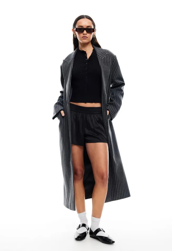 Women Lioness Fashion Outerwear OLSEN COAT Onyx Pinstripe