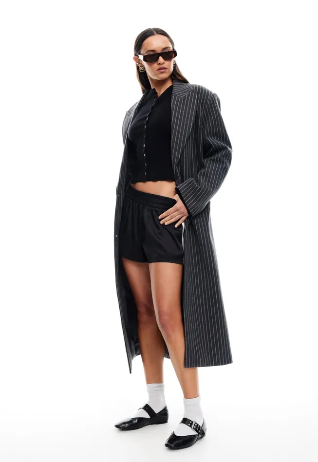 Women Lioness Fashion Outerwear OLSEN COAT Onyx Pinstripe