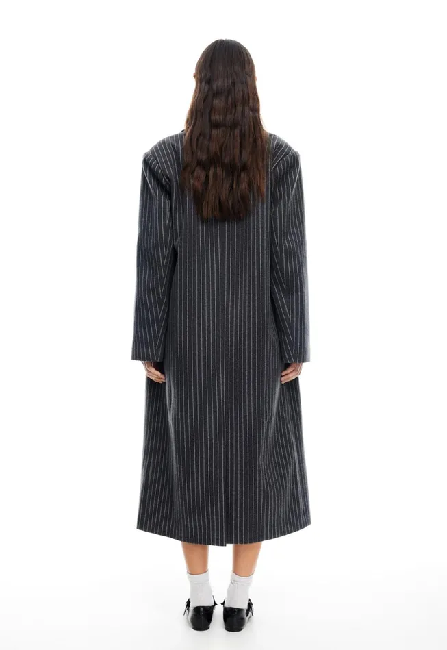 Women Lioness Fashion Outerwear OLSEN COAT Onyx Pinstripe