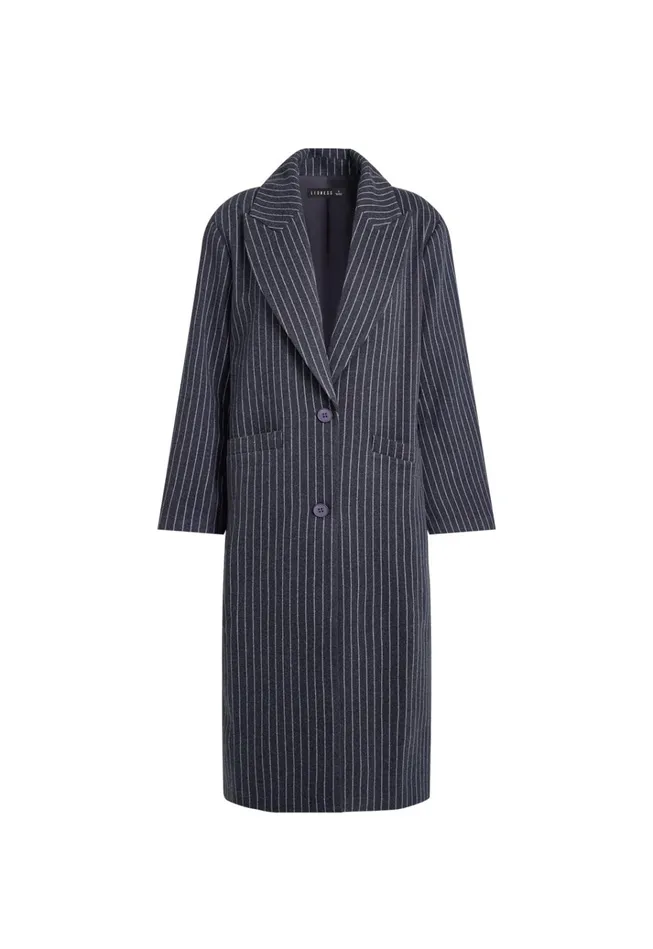 Women Lioness Fashion Outerwear OLSEN COAT Onyx Pinstripe