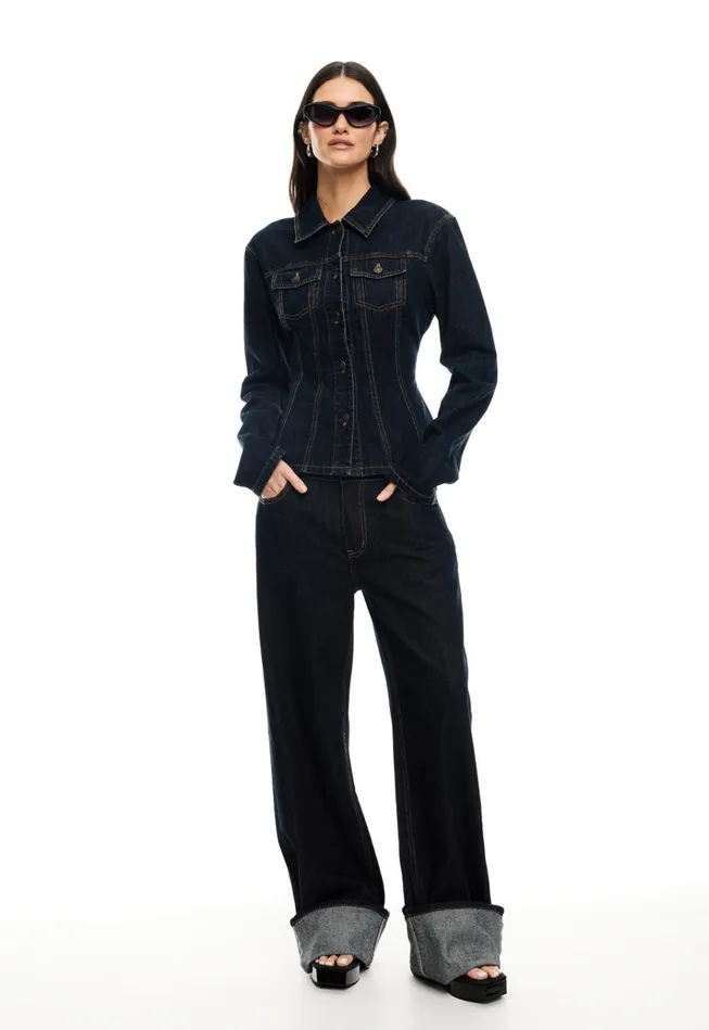 Women Lioness Fashion Outerwear RIDER DENIM JACKET Dark Denim