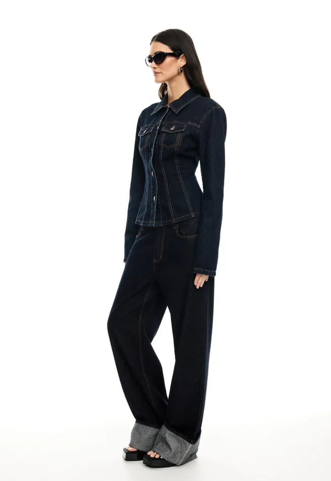 Women Lioness Fashion Outerwear RIDER DENIM JACKET Dark Denim