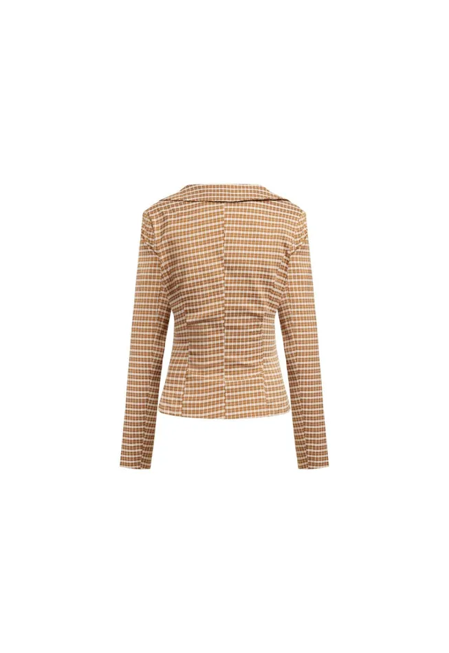 Women Lioness Fashion Sets and Coords BANKS CROP BLAZER Chocolate Check Women Lioness Fashion Sets and Coords BANKS CROP BLAZER Chocolate Check