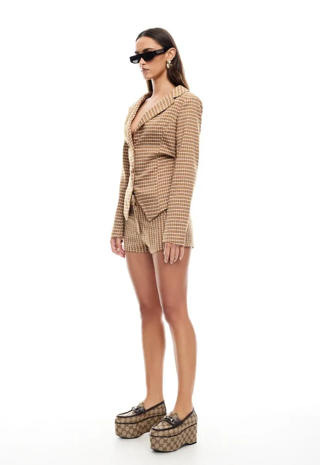 Women Lioness Fashion Shorts UNTAMED SHORT Chocolate Check Women Lioness Fashion Shorts UNTAMED SHORT Chocolate Check