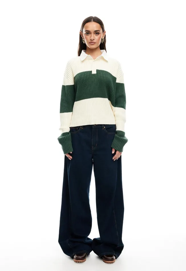 Women Lioness Fashion Tops PRINCE RUGBY Moss Stripe Women Lioness Fashion Tops PRINCE RUGBY Moss Stripe