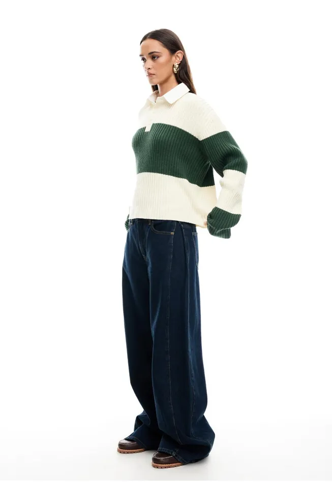 Women Lioness Fashion Tops PRINCE RUGBY Moss Stripe Women Lioness Fashion Tops PRINCE RUGBY Moss Stripe