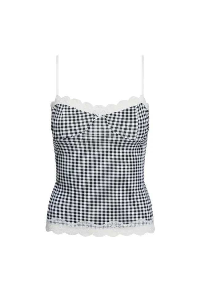 Women Lioness Fashion Tops TOP MODEL CAMI Black Check Women Lioness Fashion Tops TOP MODEL CAMI Black Check