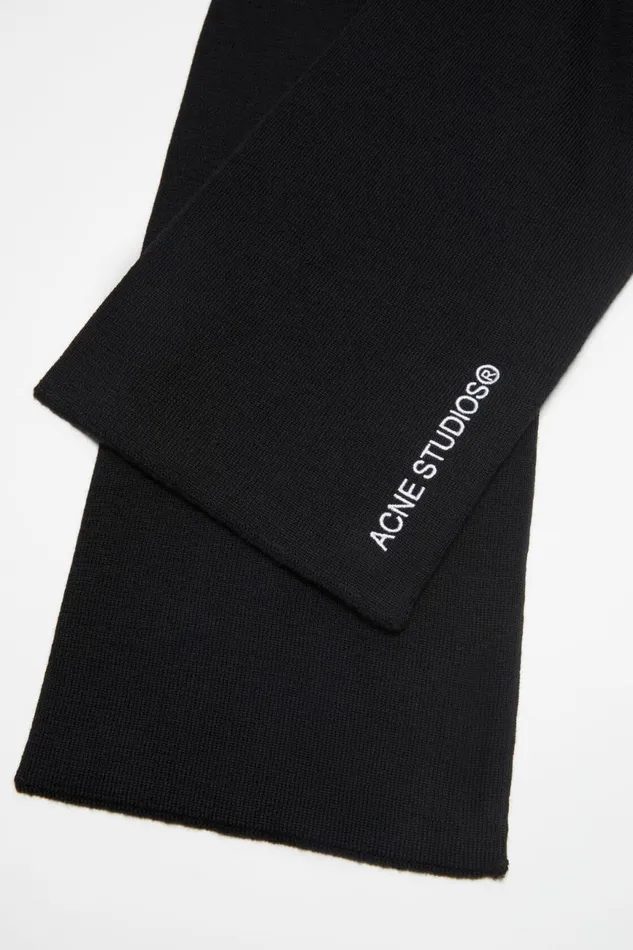 Women Logo Embroidered Scarf Black Acne Studios Scarves