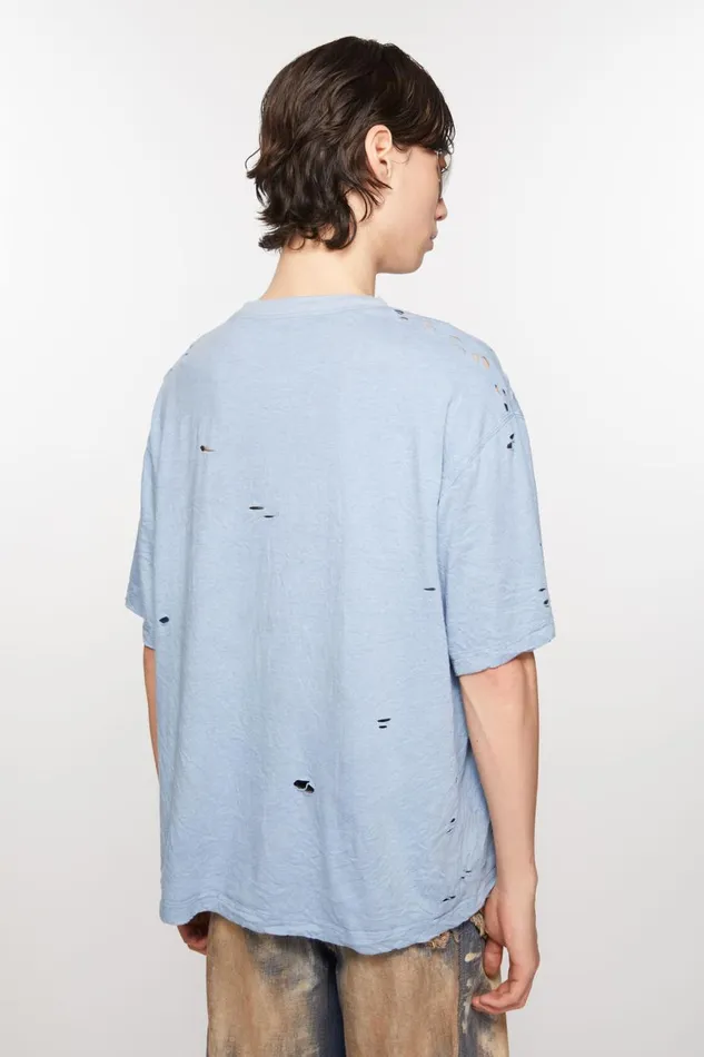 Women Logo Tshirt 8211 Relaxed Fit Blue Melange Acne Studios Tshirts