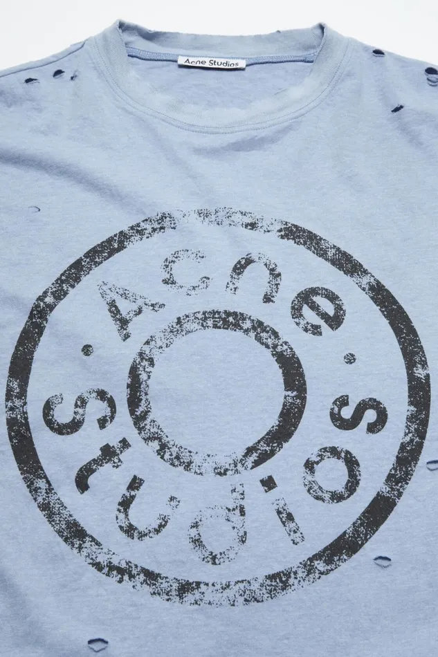 Women Logo Tshirt 8211 Relaxed Fit Blue Melange Acne Studios Tshirts