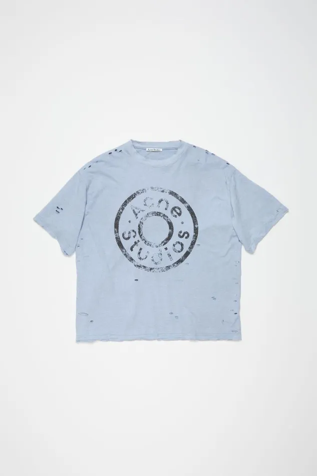 Women Logo Tshirt 8211 Relaxed Fit Blue Melange Acne Studios Tshirts