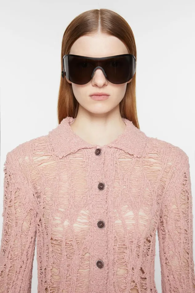Women Loose Knit Cardigan Pastel Pink Acne Studios Knitwear