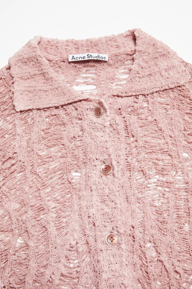 Women Loose Knit Cardigan Pastel Pink Acne Studios Knitwear
