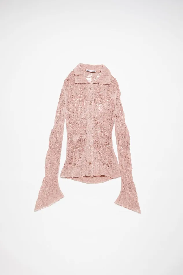 Women Loose Knit Cardigan Pastel Pink Acne Studios Knitwear