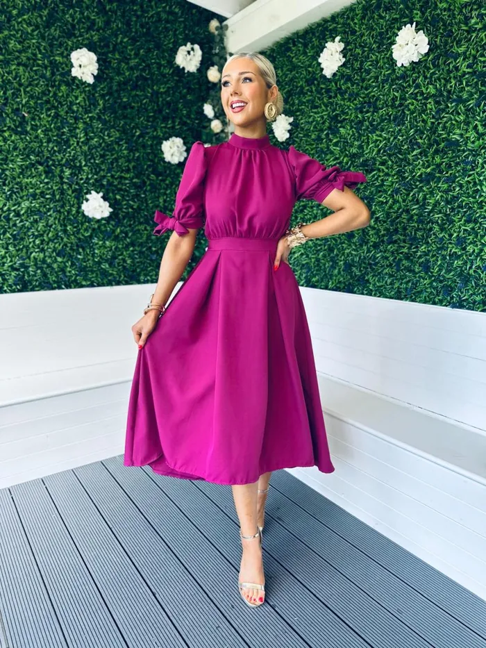 Women Maxi Canella Lane Elizabeth Detailed Occasion Dress Berry