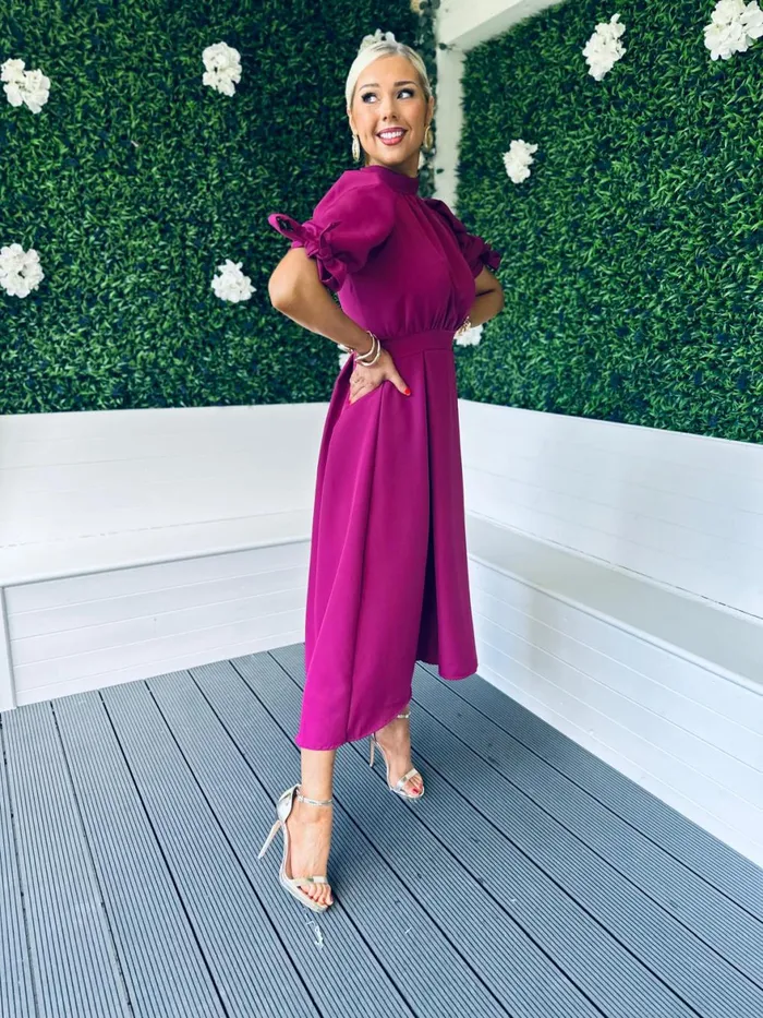 Women Maxi Canella Lane Elizabeth Detailed Occasion Dress Berry