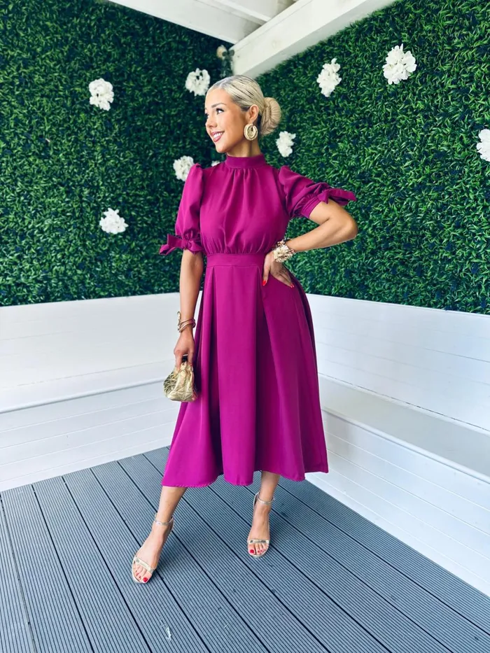 Women Maxi Canella Lane Elizabeth Detailed Occasion Dress Berry