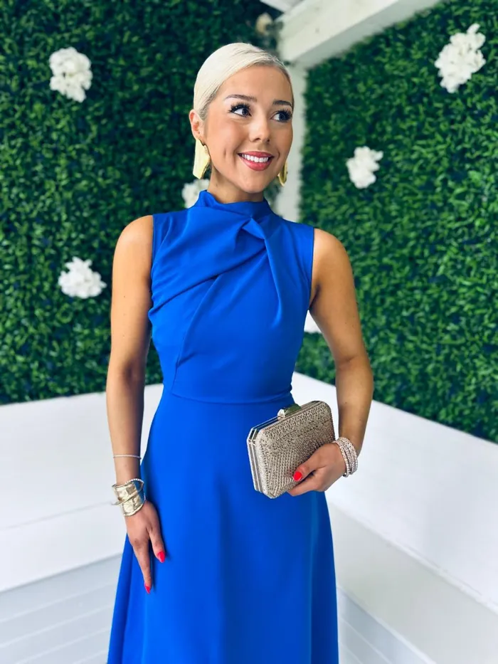 Women Maxi Canella Lane Kole Gathered Occasion Dress Cobalt
