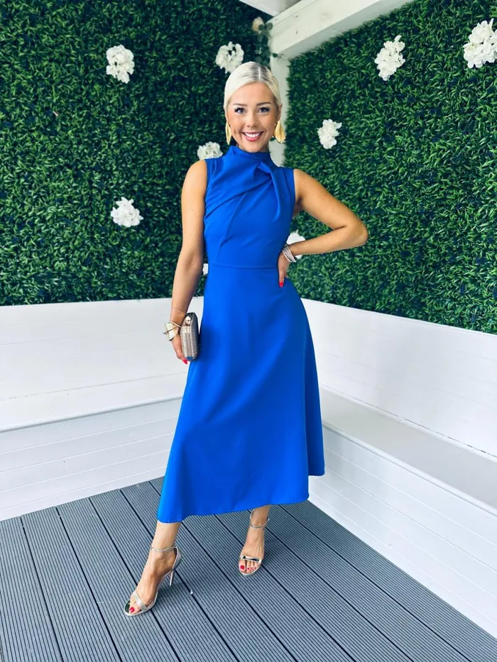 Women Maxi Canella Lane Kole Gathered Occasion Dress Cobalt