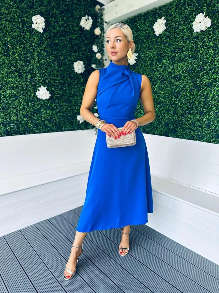 Women Maxi Canella Lane Kole Gathered Occasion Dress Cobalt