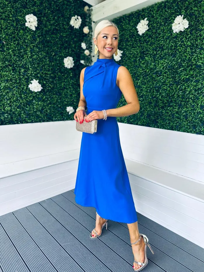Women Maxi Canella Lane Kole Gathered Occasion Dress Cobalt