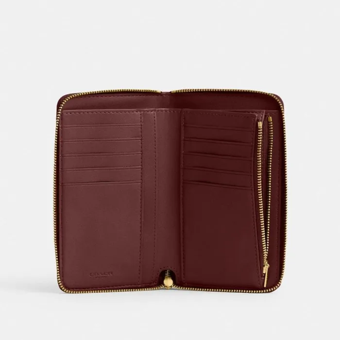 Women Medium Zip Around Wallet Brasswine Coach Large Wallets