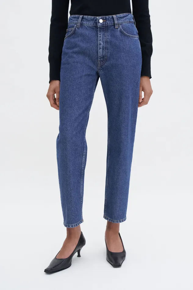 WomenMen filippak Tapered Jeans Washed Mid Blue Tailoring