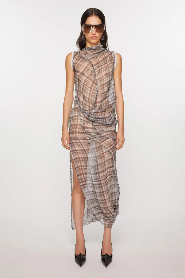 Women Mesh Check Dress Black Acne Studios Dresses