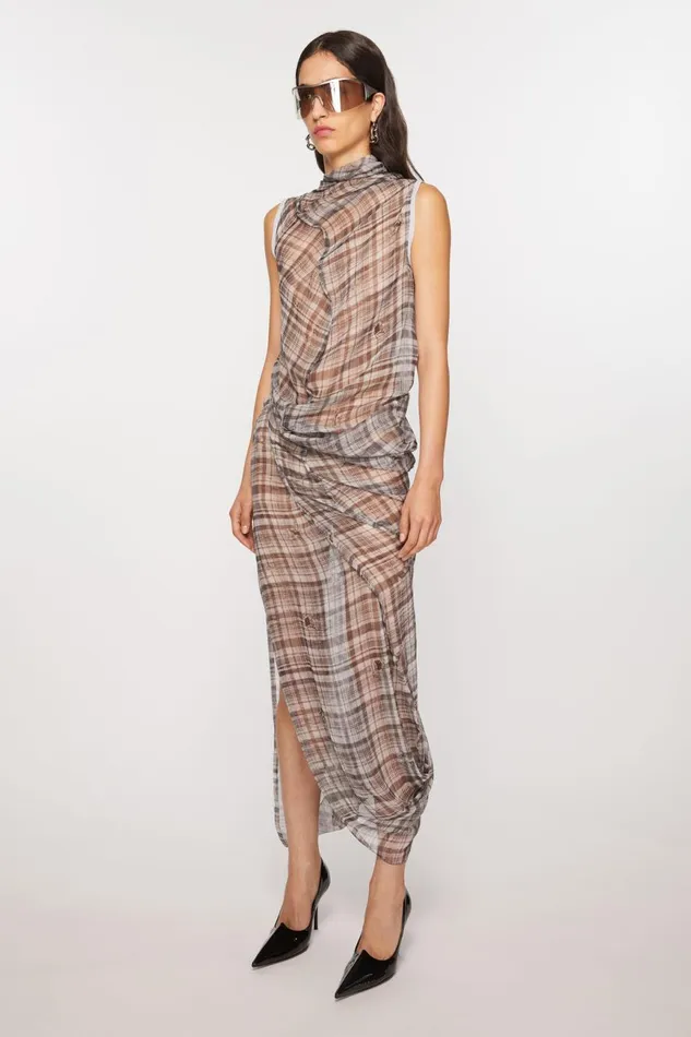 Women Mesh Check Dress Black Acne Studios Dresses