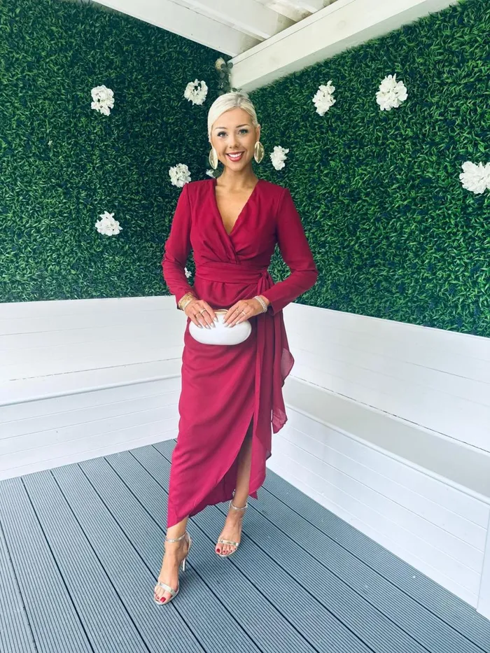 Women Midi Canella Lane Bria Gathered Maxi Dress Wine