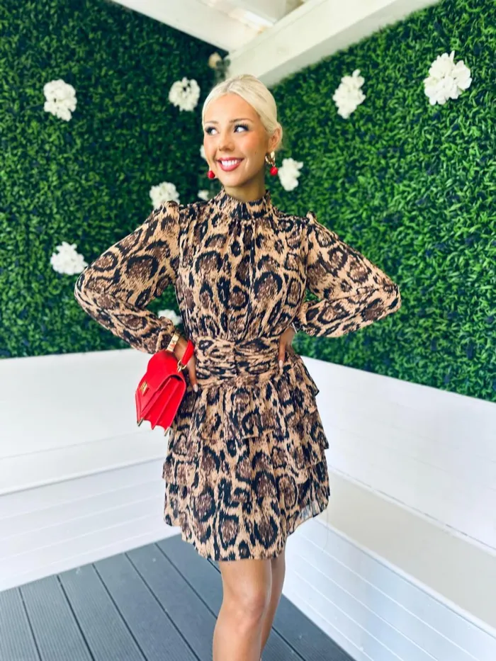Women Mini Canella Lane Jan Banded Mini Dress Leopard