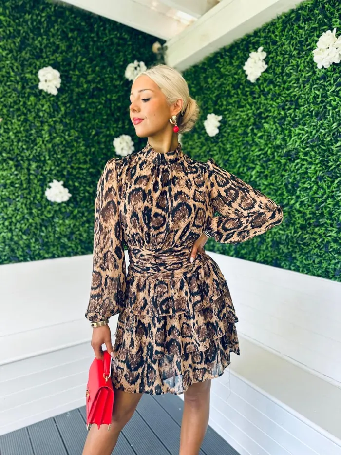 Women Mini Canella Lane Jan Banded Mini Dress Leopard