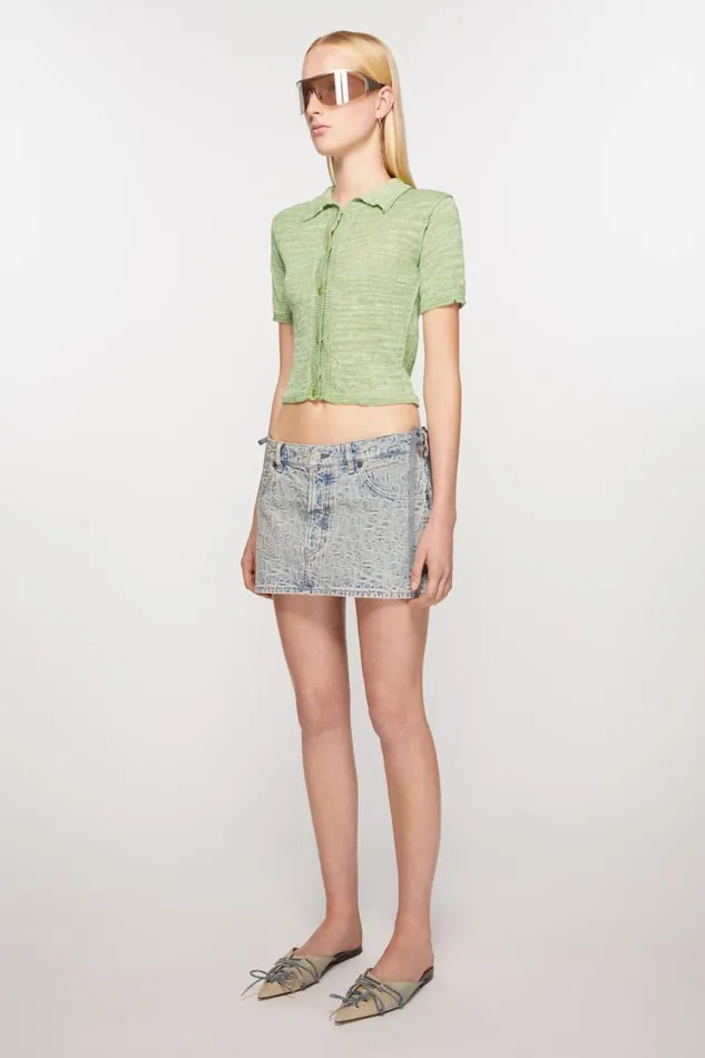 Women Monogram Denim Mini Skirt Bluebeige Acne Studios Skirts