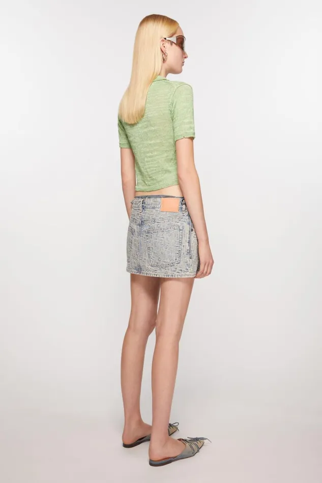 Women Monogram Denim Mini Skirt Bluebeige Acne Studios Skirts