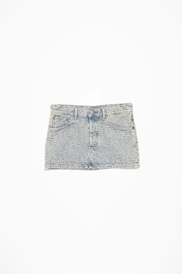 Women Monogram Denim Mini Skirt Bluebeige Acne Studios Skirts