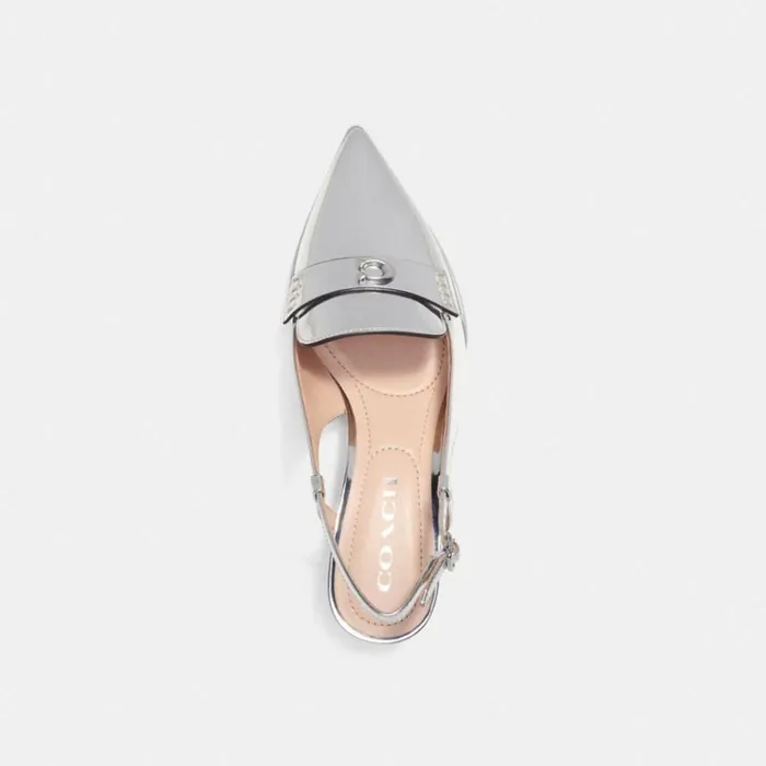 Women Nikola Hybrid Slingback Silver Coach Heels