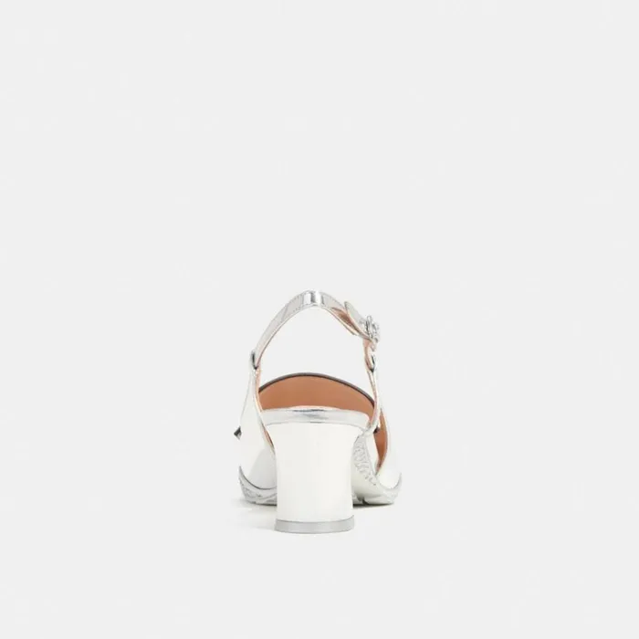 Women Nikola Hybrid Slingback Silver Coach Heels