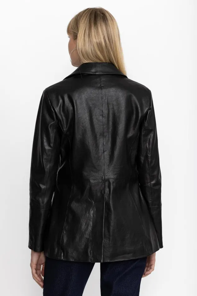 Women Outerwear Johnny Was ITALIAN LEATHER CLASSIC BLAZER Black Women Outerwear Johnny Was ITALIAN LEATHER CLASSIC BLAZER Black